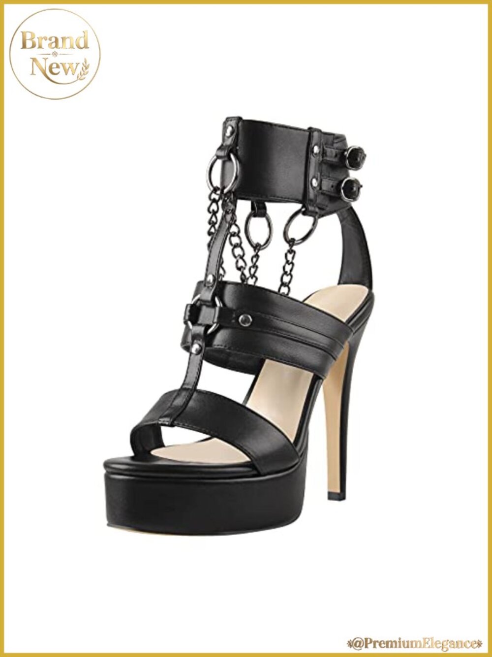 Ankle Strap Stiletto Heel Strappy Sandals Studded Rivets Platform Heels Gothic